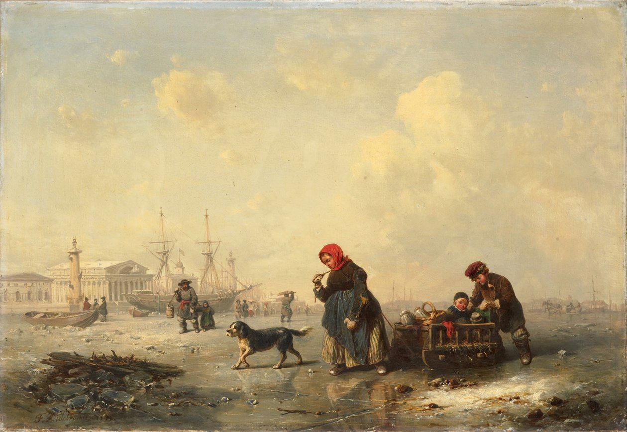 Néva Szentpéterváron télen, 1844 alkotó: Ferdinand Theodor Hildebrandt