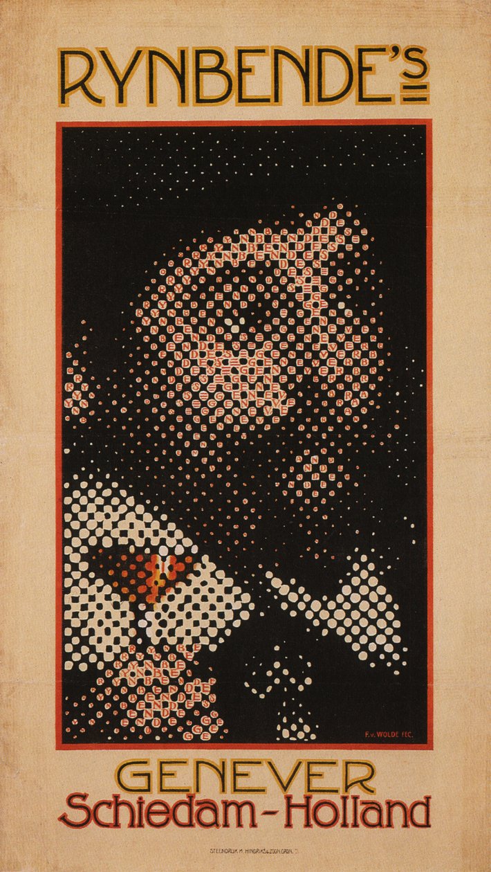 Rynbende Genever Schiedam c. 1910 alkotó: Ferdinand Van Wolde