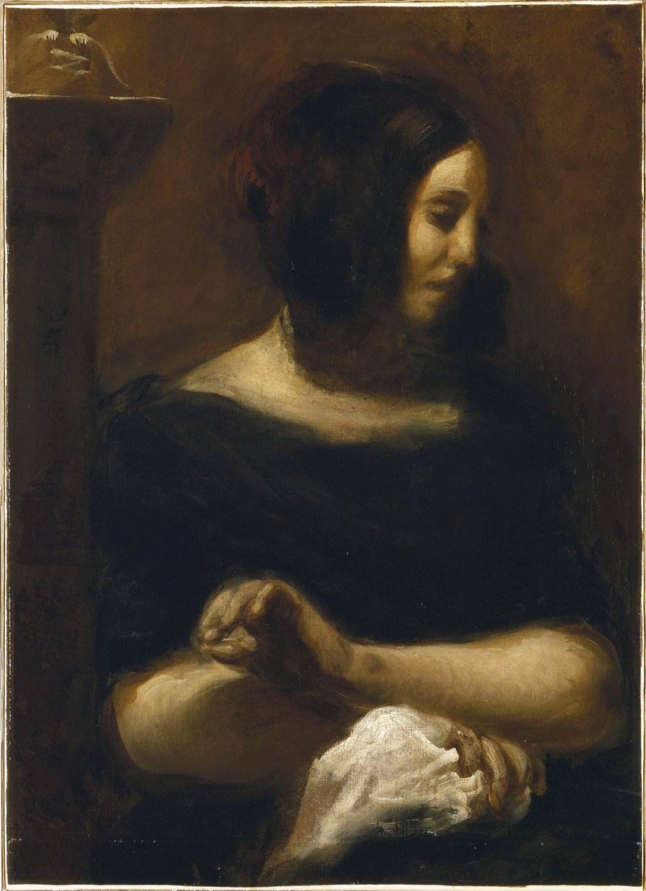 George Sand portréja, 1838 után alkotó: Ferdinand Victor Eugene (after) Delacroix