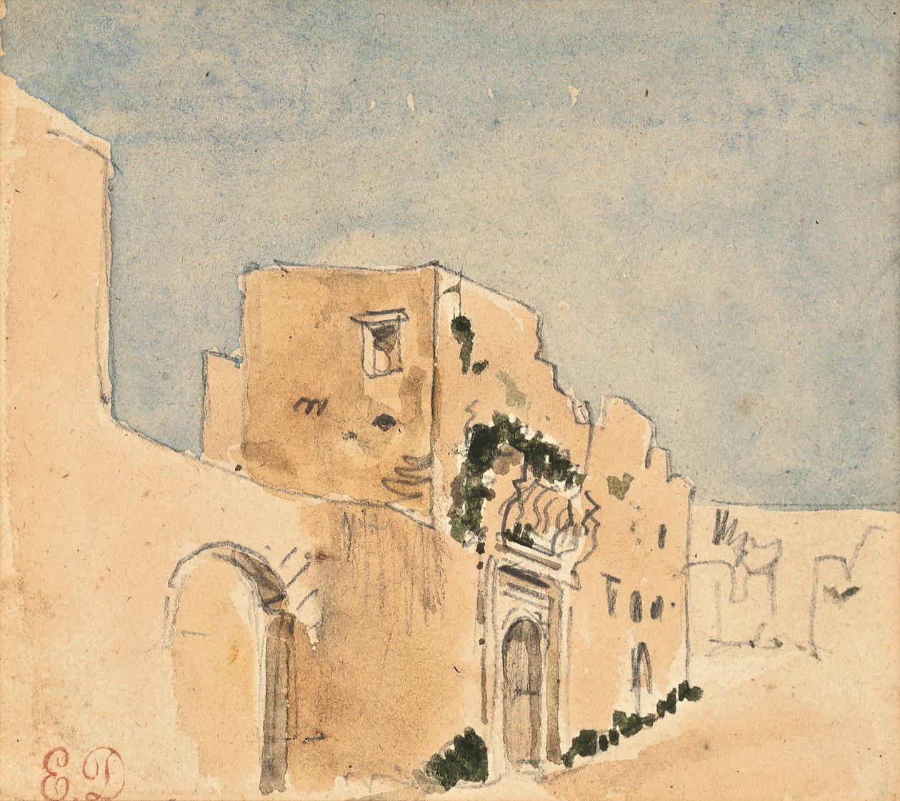 A Moroccan building (pencil & watercolor on paper) alkotó: Ferdinand Victor Eugene Delacroix
