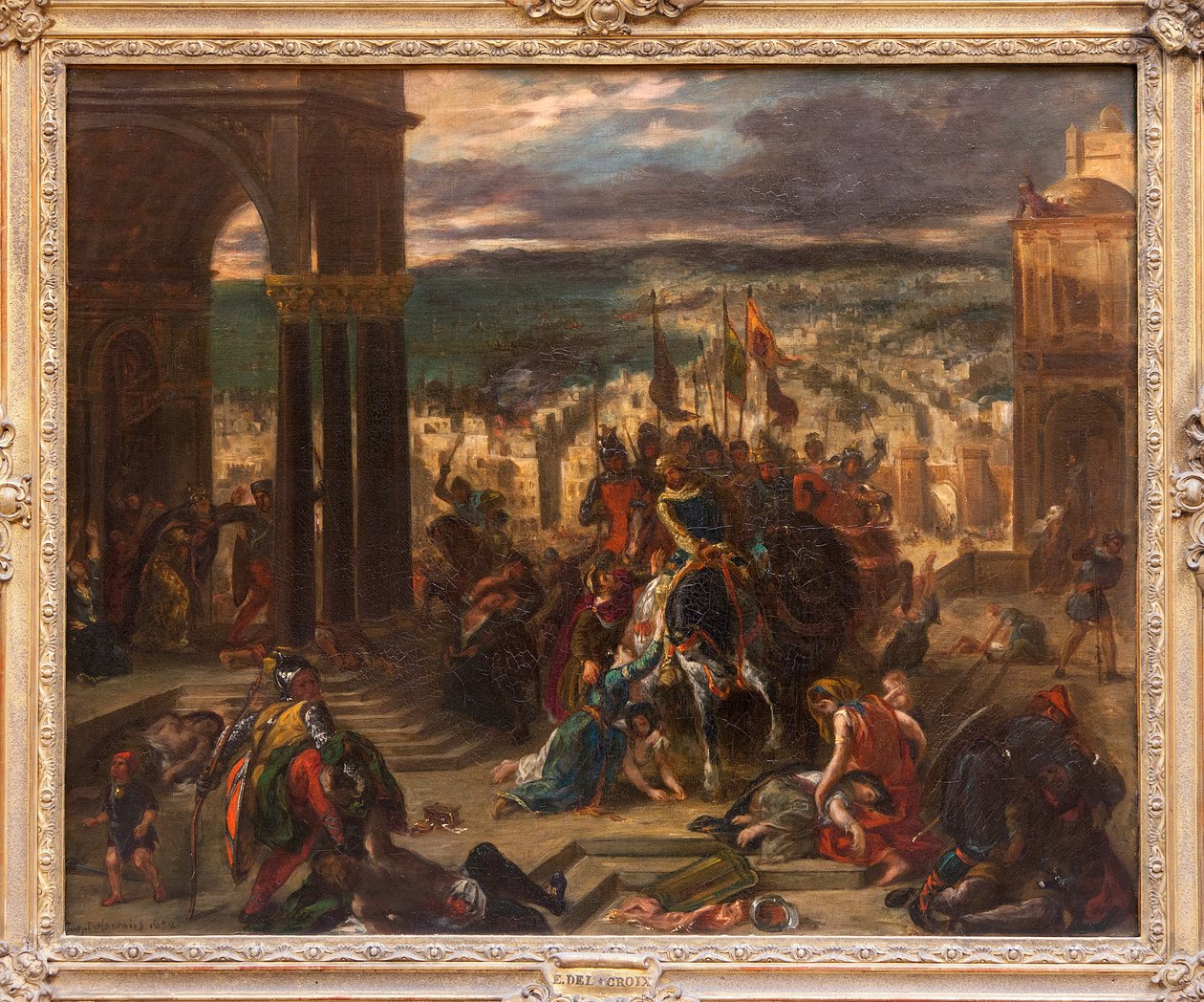 Konstantinápoly elfoglalása a körutazások által, Eugene Delacroix (1798-1863) festménye, amely az 1204. április 12-i történelmi eseményt mutatja be, a 4. keresztes hadjárat idején, az 1841-es Szalon festmény kicsinyített változata és változata, Louis Phili alkotó: Ferdinand Victor Eugene Delacroix
