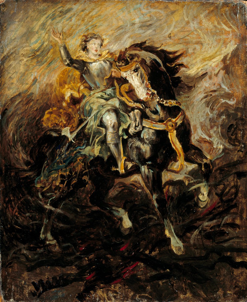 Clorinde közbeavatkozik Olinde és Sophronia megmentésében Illusztráció Torquato Tasso „La Jerusalem delivree” (La gerusalemme liberata) című művének egy jelenetéről. Eugene Delacroix (1798-1863) festménye 19. század V. 0,61x0,5 m alkotó: Ferdinand Victor Eugene Delacroix