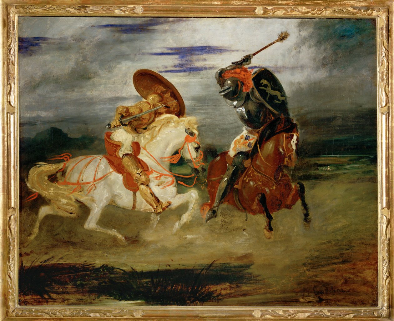 Combat de chevaliers dans la campagne - Lovagi harc a táborban ... alkotó: Ferdinand Victor Eugene Delacroix