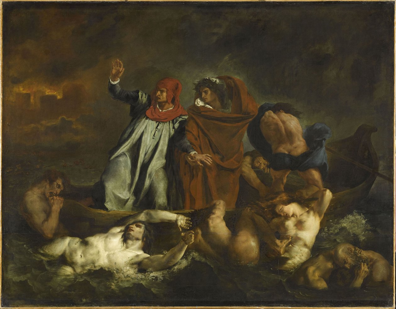 Dante és Virgil a pokolban. Dante bárja, 1822. alkotó: Ferdinand Victor Eugene Delacroix