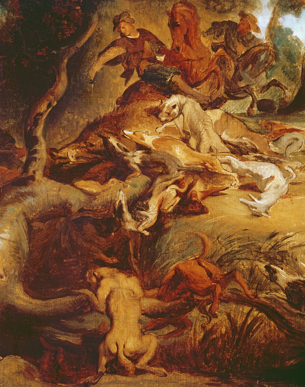 Részlet a Vaddisznóvadászatból, Rubens festménye után, 1840-50 körül (lásd: 203232) alkotó: Ferdinand Victor Eugene Delacroix