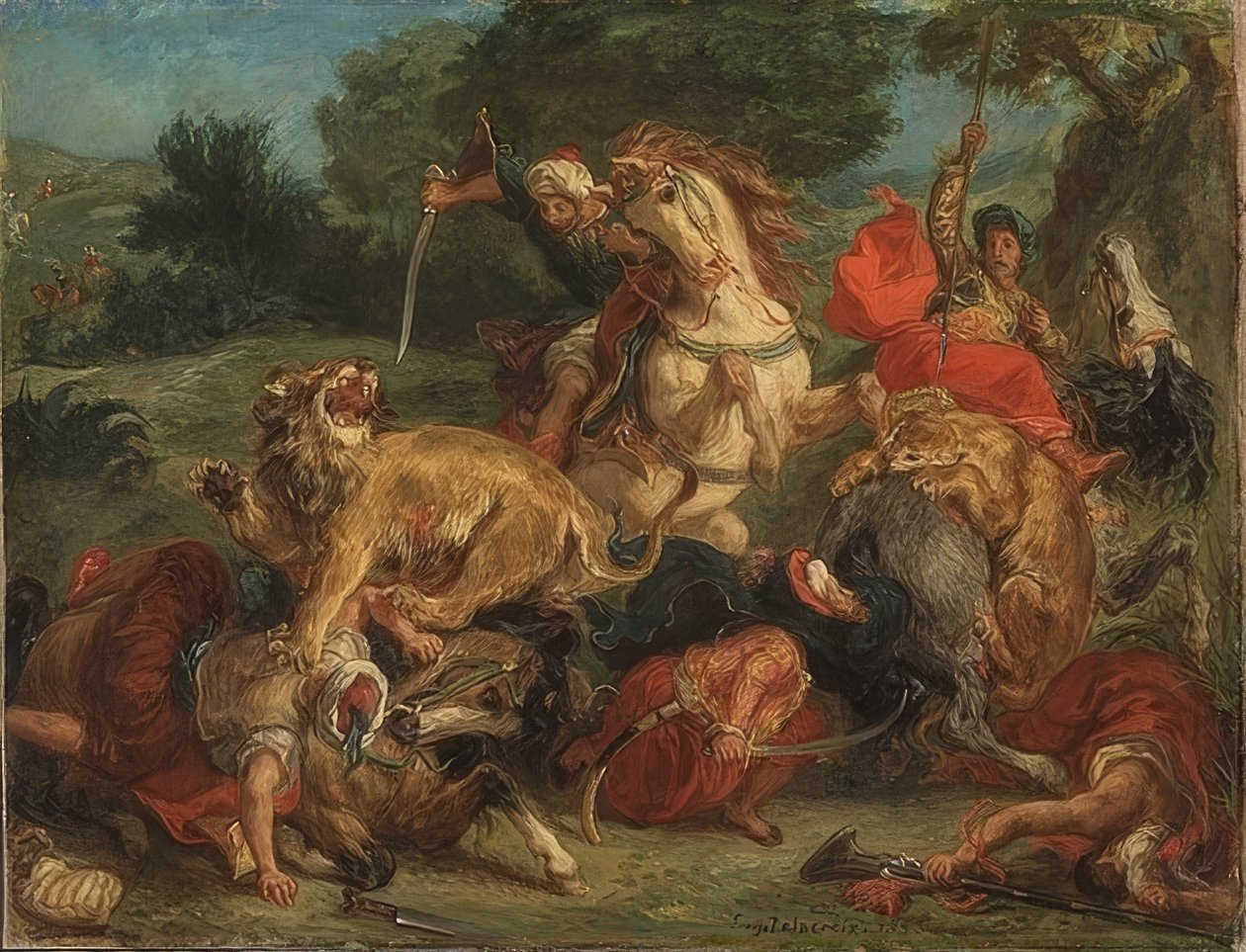 Az oroszlánvadászat. 1855 alkotó: Ferdinand Victor Eugene Delacroix