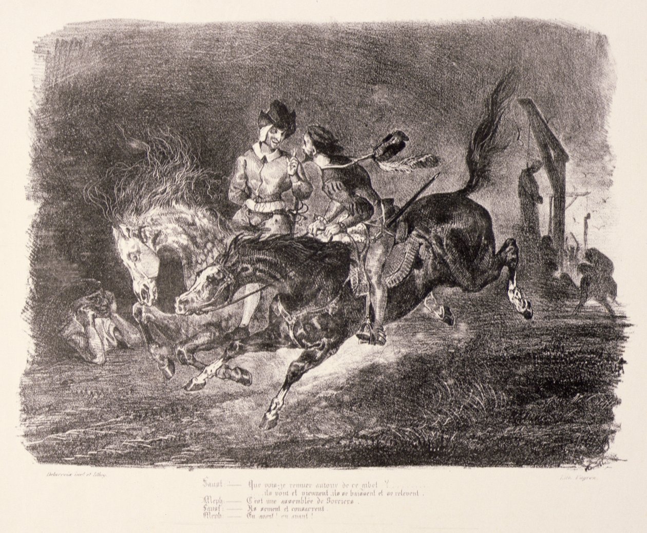 Faust és Mefisztó vágta a szombat éjszakáján, 1828 alkotó: Ferdinand Victor Eugene Delacroix