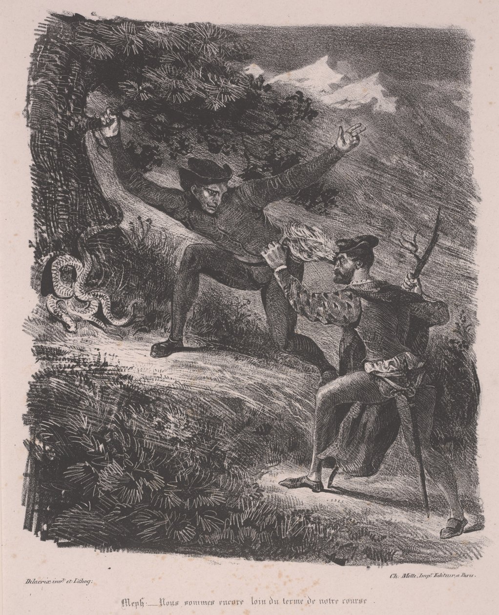 Faust és Mefisztó a Harz-hegységben alkotó: Ferdinand Victor Eugene Delacroix