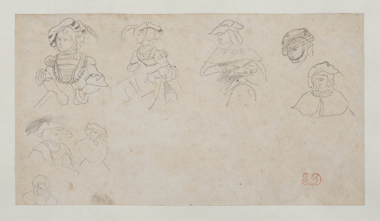 Figuratanulmányok, 1800-1899 körül (grafit, vászonpapír) alkotó: Ferdinand Victor Eugene Delacroix