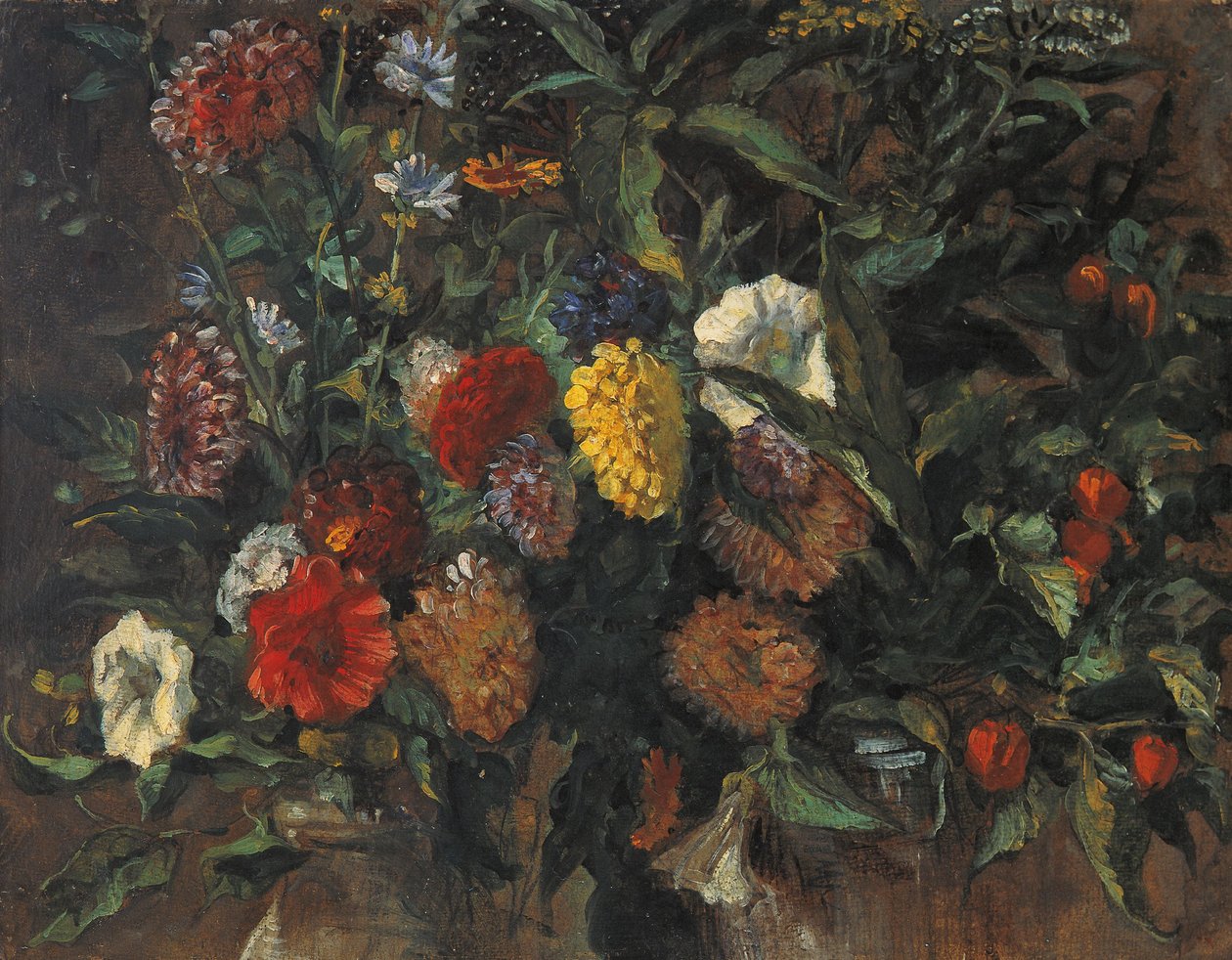 Virágcsendélet, 1848 körül (olaj, karton) alkotó: Ferdinand Victor Eugene Delacroix
