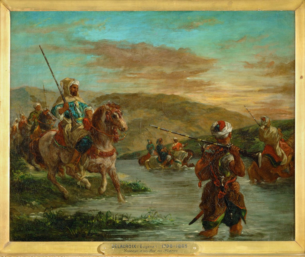Fording a river in Morocco (festmény vászonra) alkotó: Ferdinand Victor Eugene Delacroix