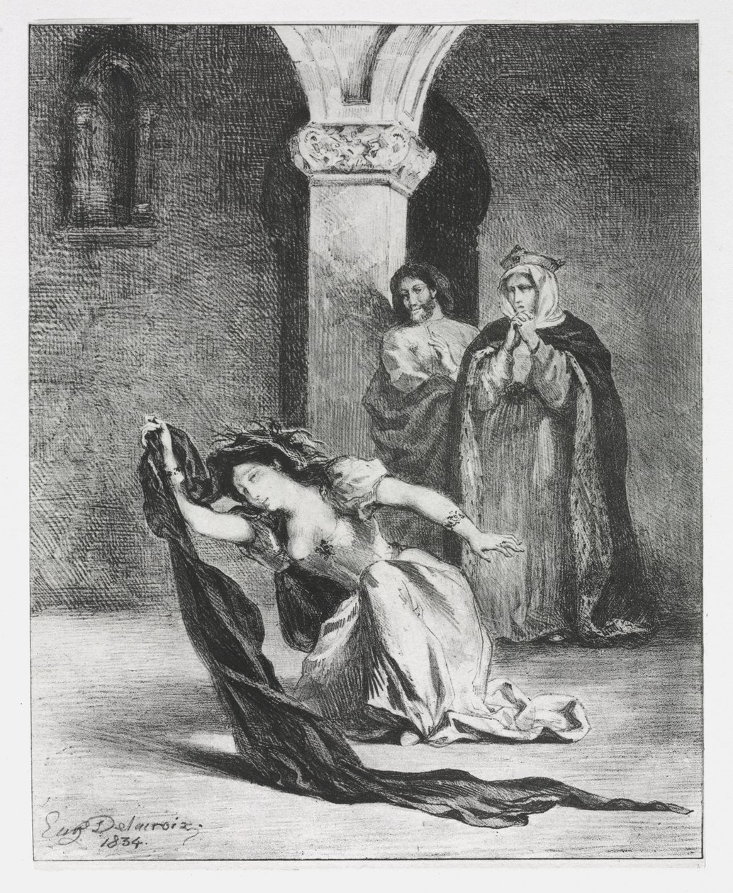 Hamlet: Ophelia éneke, 1834. alkotó: Ferdinand Victor Eugene Delacroix