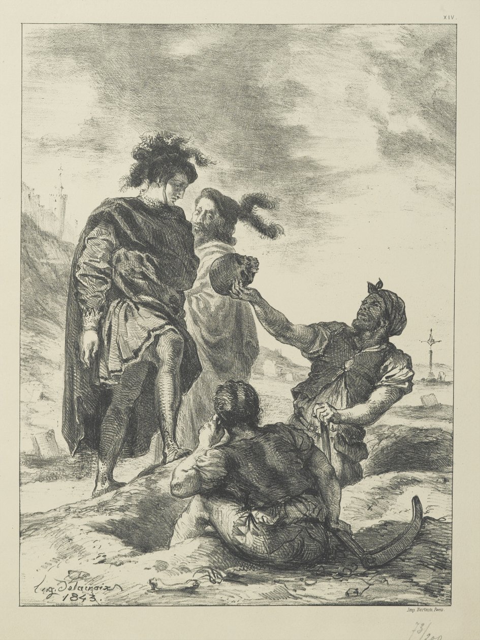 Hamlet és Horatio a Sírásók előtt alkotó: Ferdinand Victor Eugene Delacroix