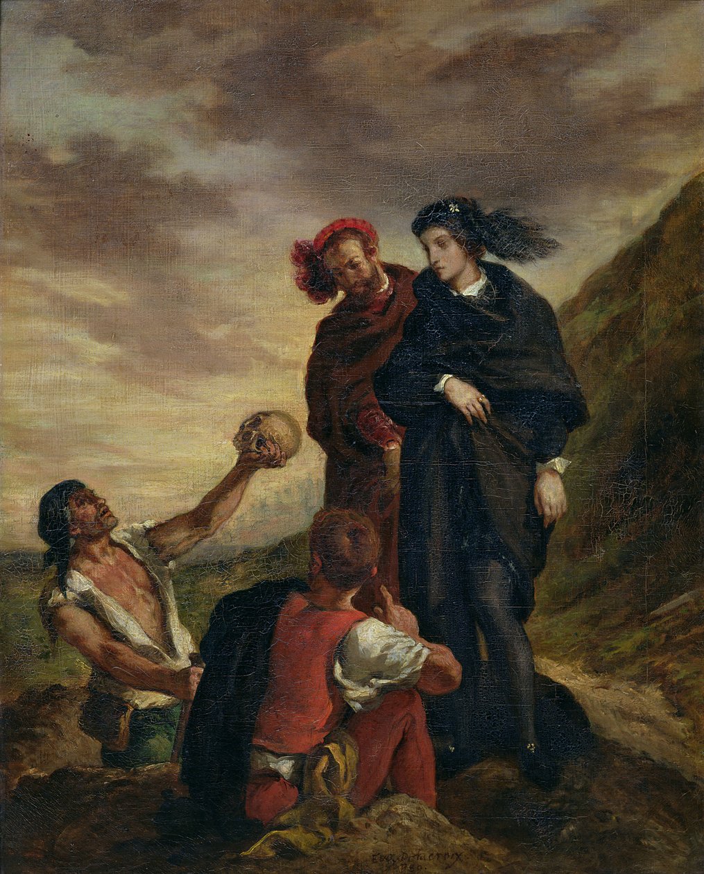 Hamlet és Horatio a temetőben, William Shakespeare (1564-1616) „Hamlet” V. felvonásának 1. jelenetéből, 1839 alkotó: Ferdinand Victor Eugene Delacroix