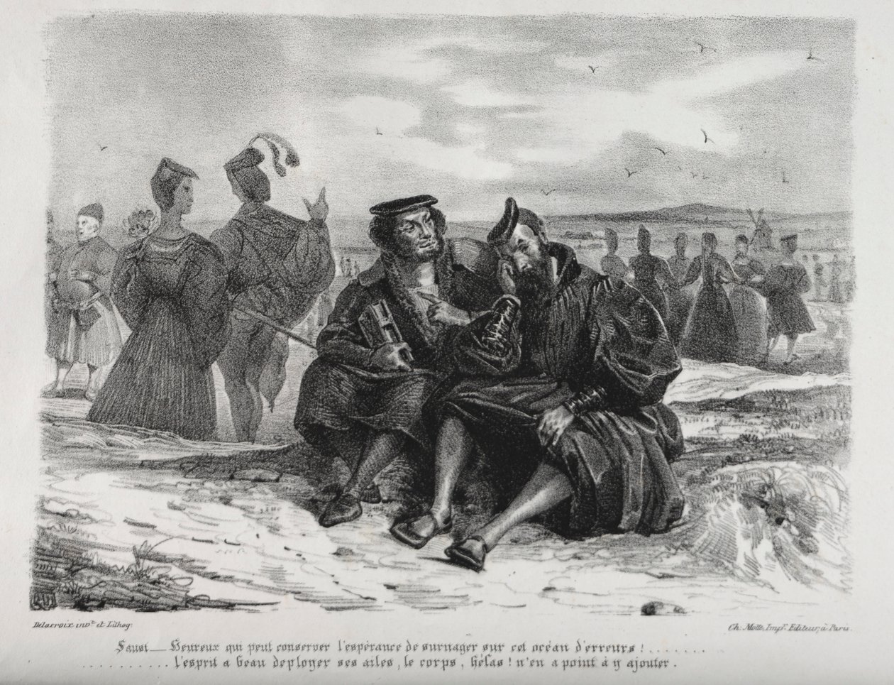 Illusztrációk Fausthoz: Faust és Wagner, 1828. alkotó: Ferdinand Victor Eugene Delacroix