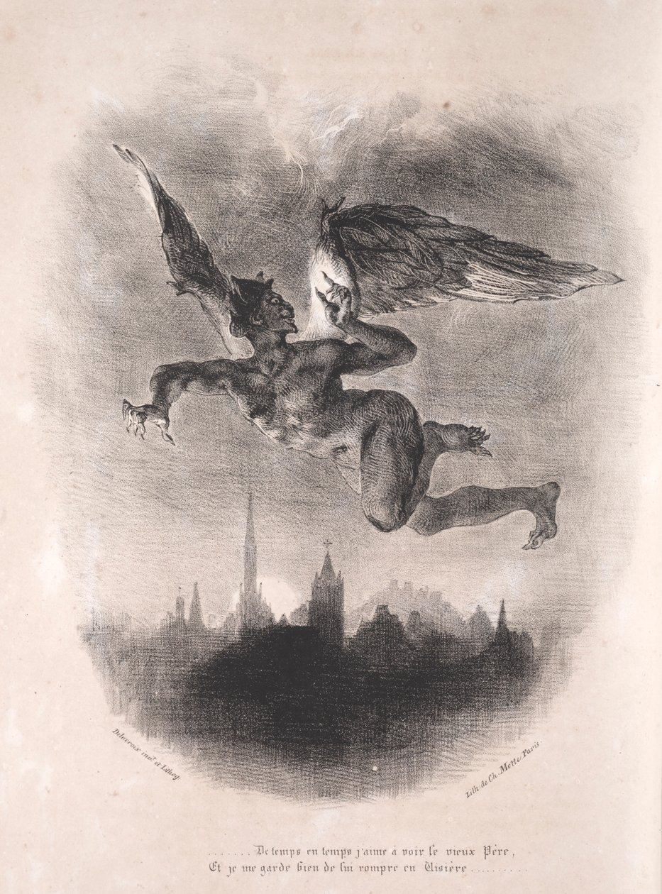 Illusztrációk Fausthoz: Méphistophélés a levegőben, 1828. alkotó: Ferdinand Victor Eugene Delacroix