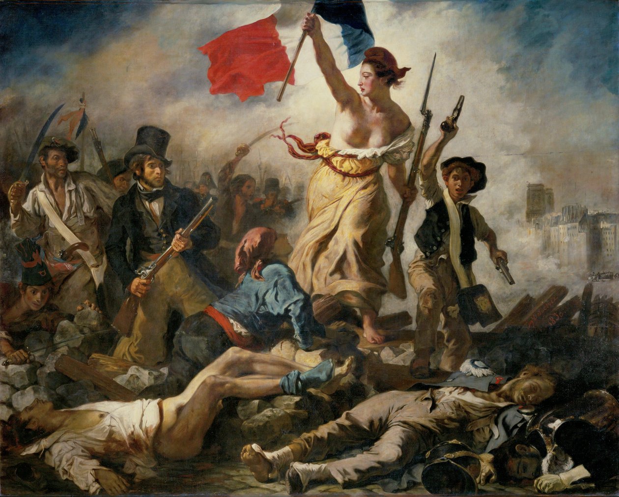 1830. július 28.; A szabadság vezeti az embereket ... alkotó: Ferdinand Victor Eugene Delacroix