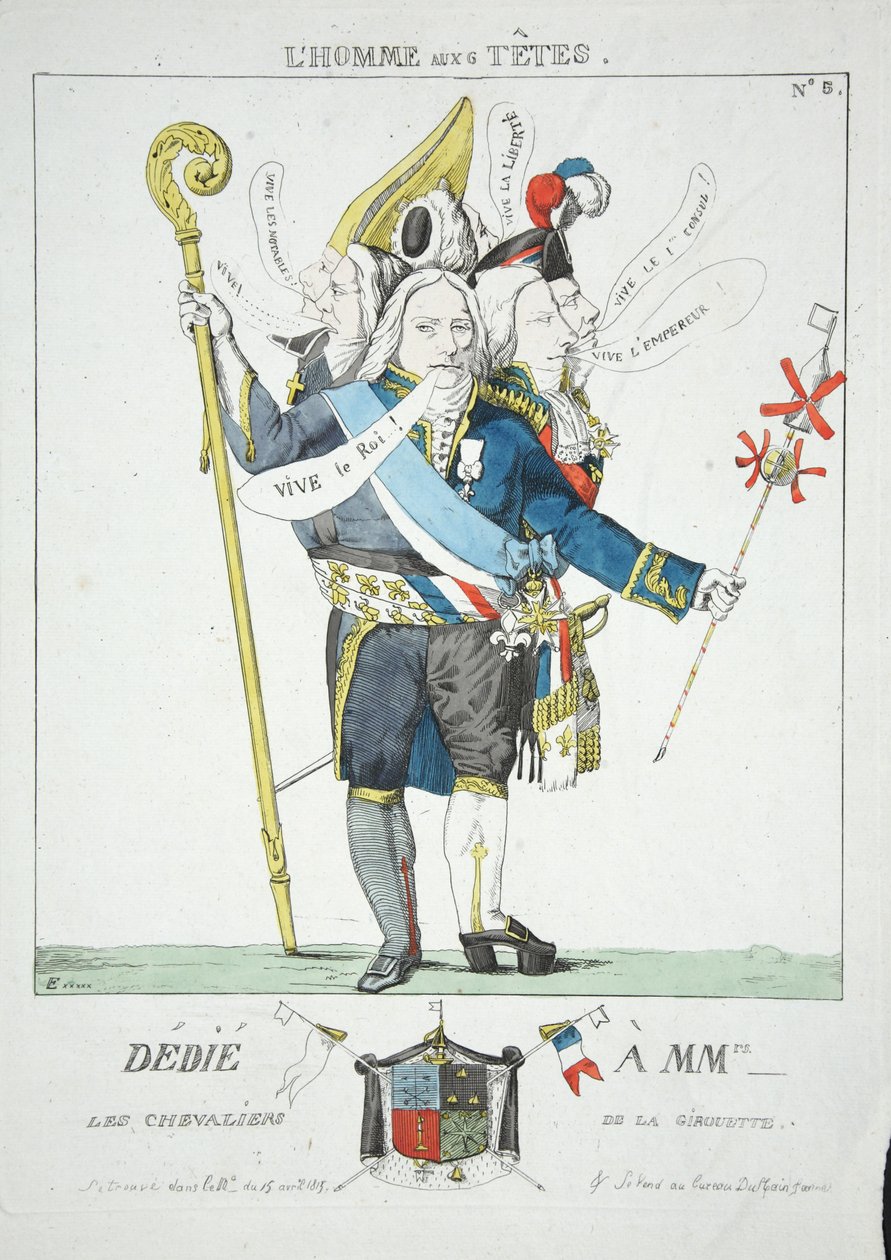 The Man with 6 Heads, pub. 1815 (kézzel színezett metszet) alkotó: Ferdinand Victor Eugene Delacroix
