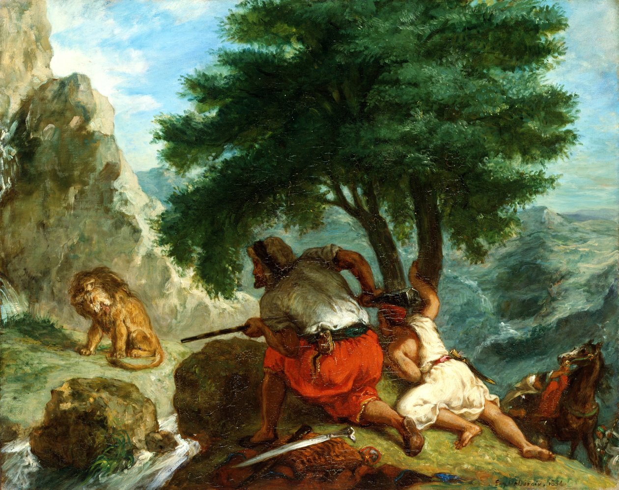 Oroszlánvadászat Marokkóban, 1854 alkotó: Ferdinand Victor Eugene Delacroix