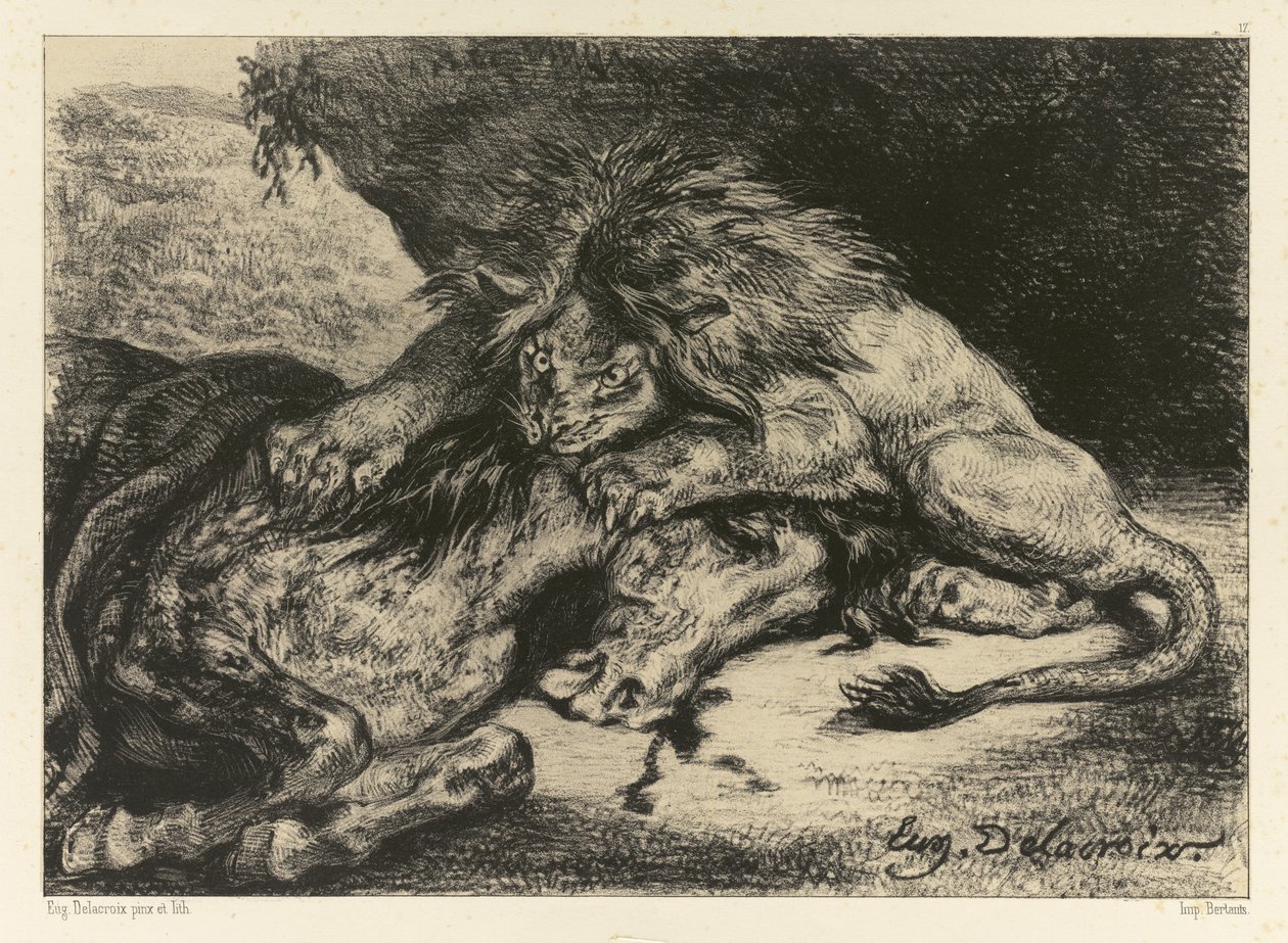 Lovat faló oroszlán, 1844 alkotó: Ferdinand Victor Eugene Delacroix