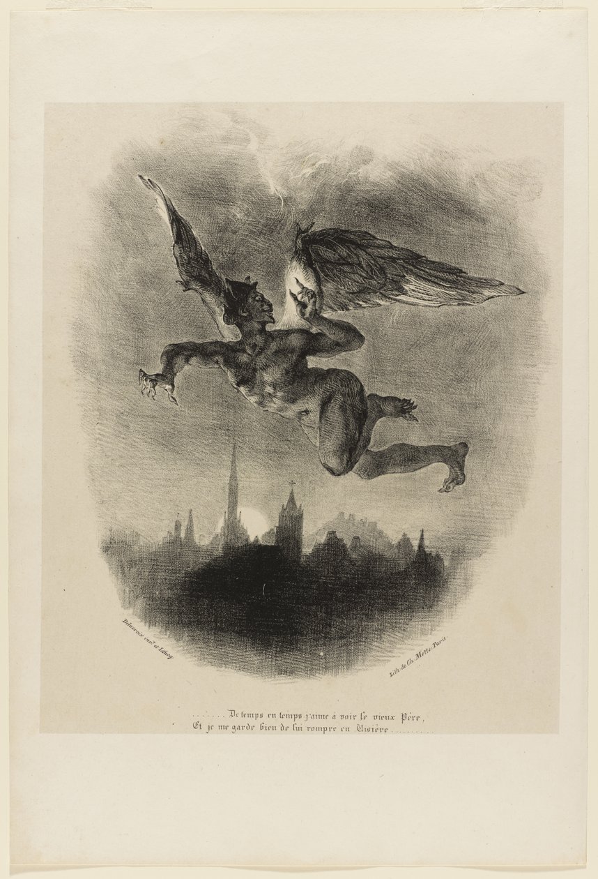 Mefisztó a levegőben (Faust homlokzata) alkotó: Ferdinand Victor Eugene Delacroix