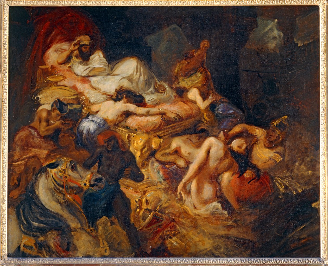 Mort de Sardanapale - Sardanapalus halála. 1826-1827. Vázlat a 40-11-02/62 ... alkotó: Ferdinand Victor Eugene Delacroix