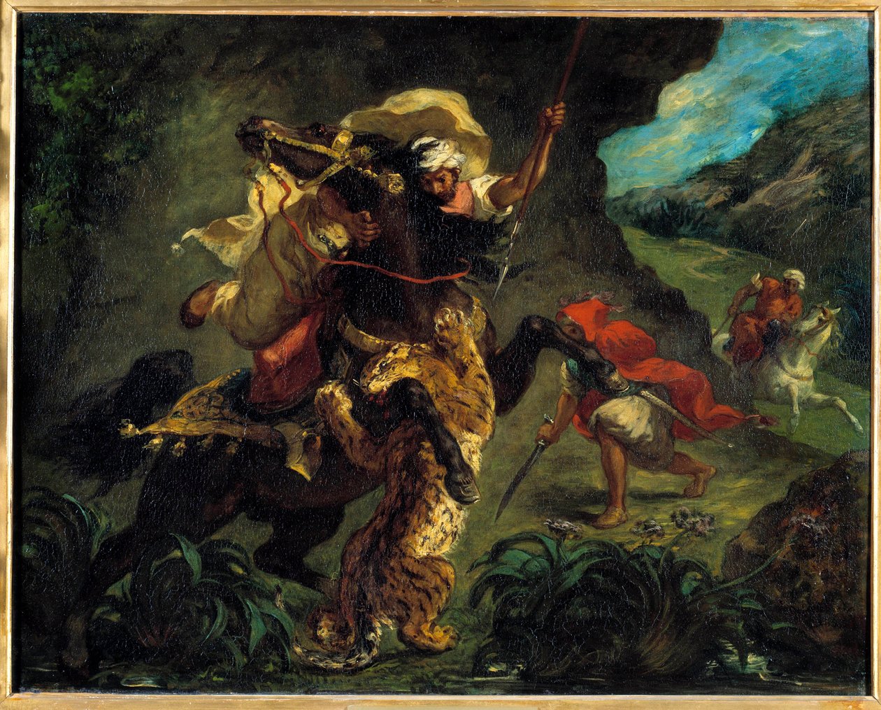 Orientalizmus: „A tigrisvadászat” Eugene Delacroix (1798-1863) festménye 1854 V. 0,73x0,92 m Párizs, Muse d