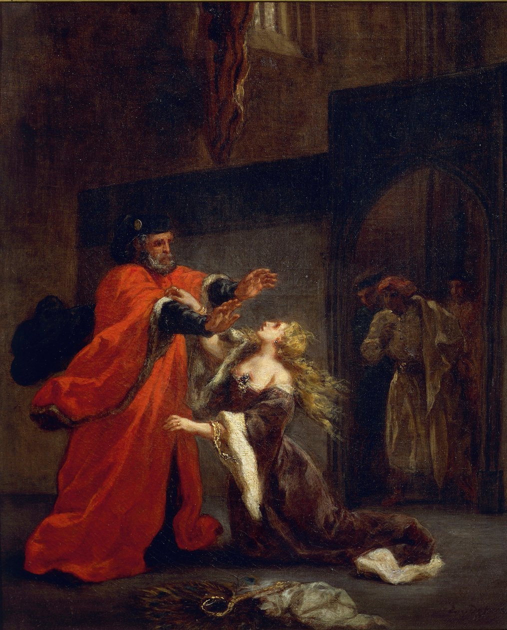 Othello, I. felvonás, 3. jelenet: Desdemona apja lábainál, 1852 alkotó: Ferdinand Victor Eugene Delacroix
