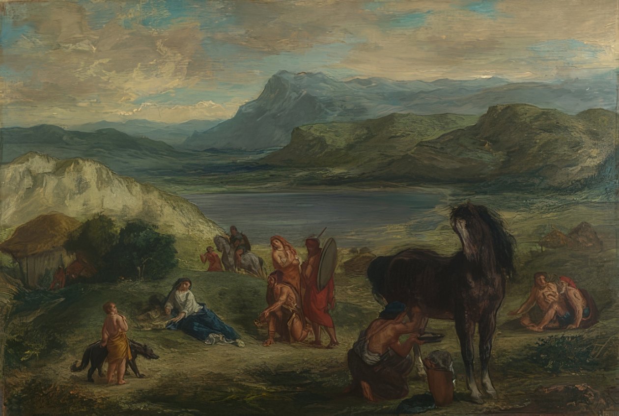 Ovidius a szkíták között. 1859 alkotó: Ferdinand Victor Eugene Delacroix