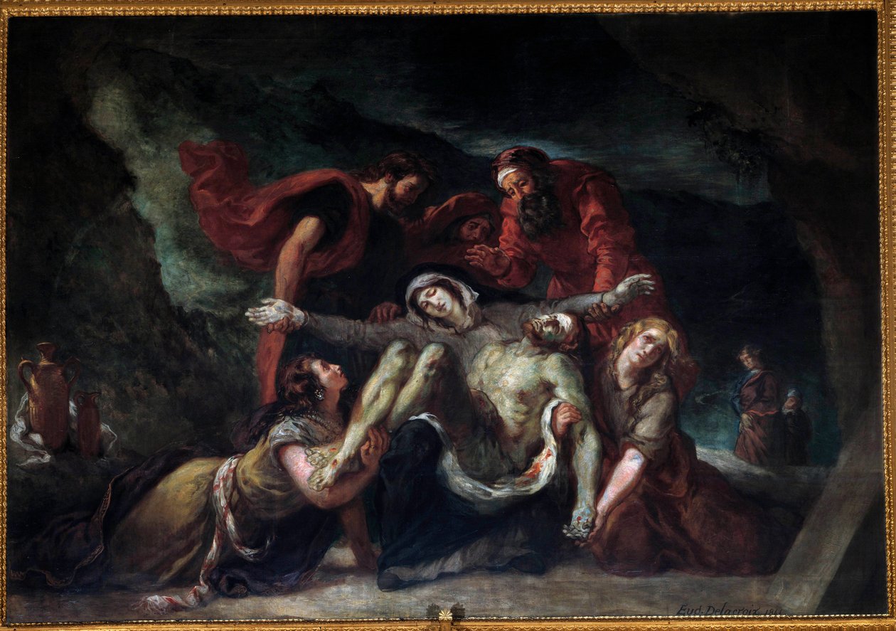 Eugene Delacroix (1798-1863) festménye: Pieta vagy „” Deportration” 1844 V. 3,55 x 4,75 m-es Saint-Denis du Saint-Sacrement templom Párizsban. alkotó: Ferdinand Victor Eugene Delacroix