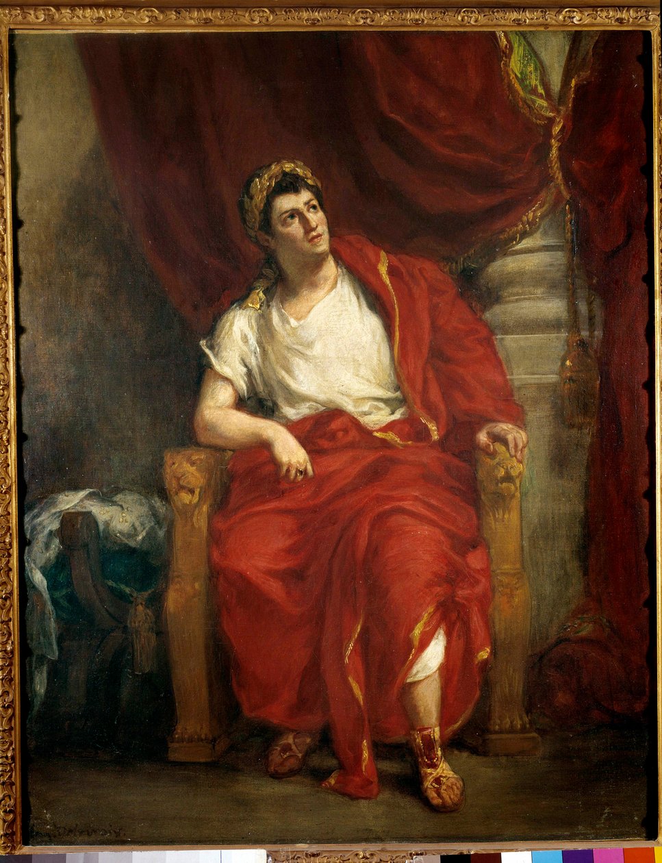 Francois-Joseph (Francois Joseph) Talma (1763-1826) humorista portréja, aki Nerót tolmácsolja Jean Racine Britannicus””” című darabjában” Eugene Delacroix (1798-1863) festménye 1853 Dim. 0,92 x 0,73 m Párizs, francia vígjáték alkotó: Ferdinand Victor Eugene Delacroix