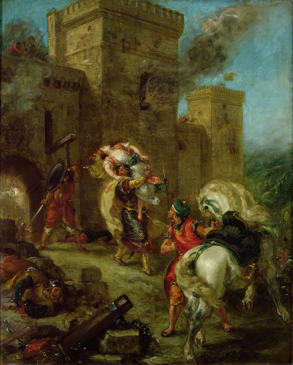 Rebeccát elrabolta a templomos, Sir Brian de Bois-Guilbert alkotó: Ferdinand Victor Eugene Delacroix