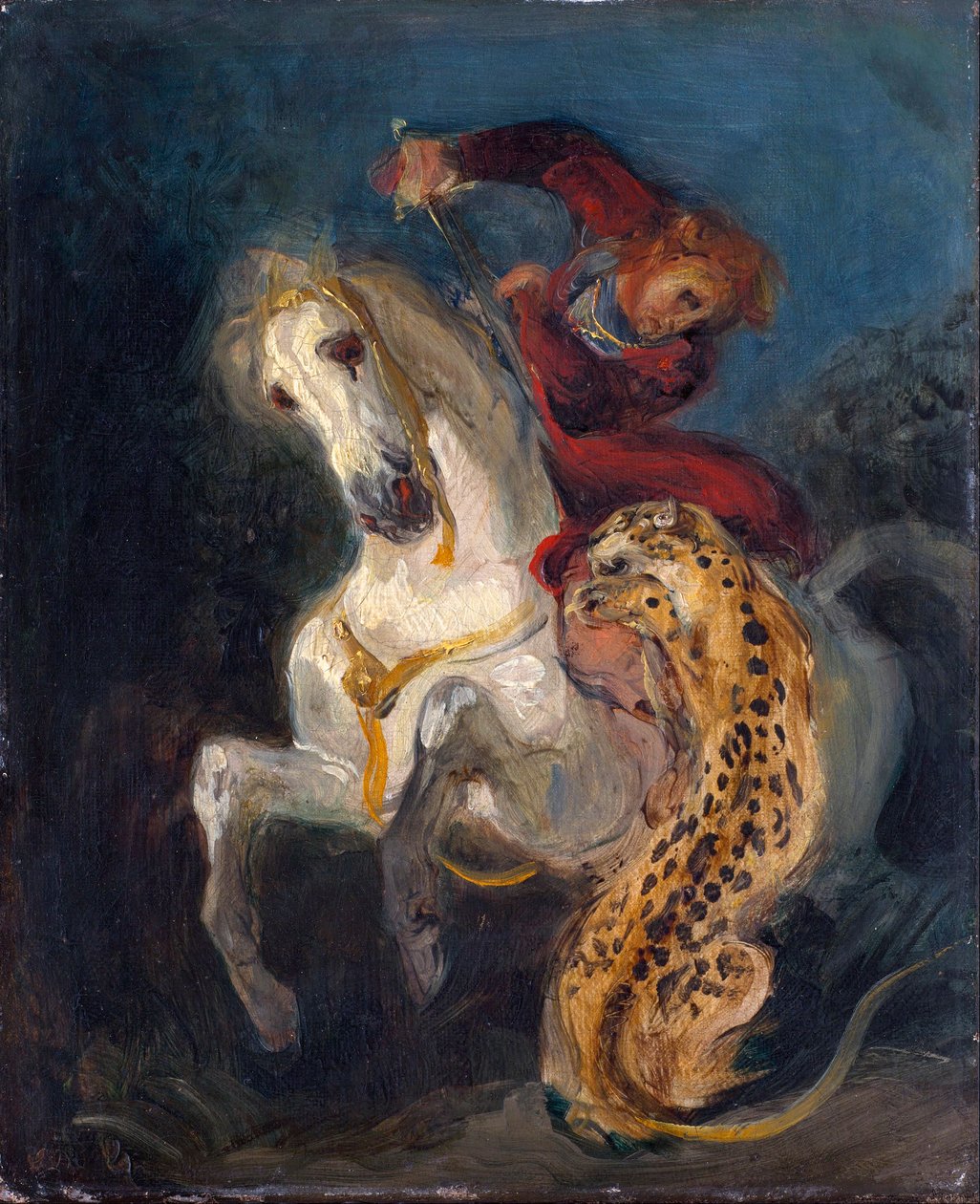 Lovast támadt meg egy Jaguár - Delacroix, Eugene alkotó: Ferdinand Victor Eugene Delacroix