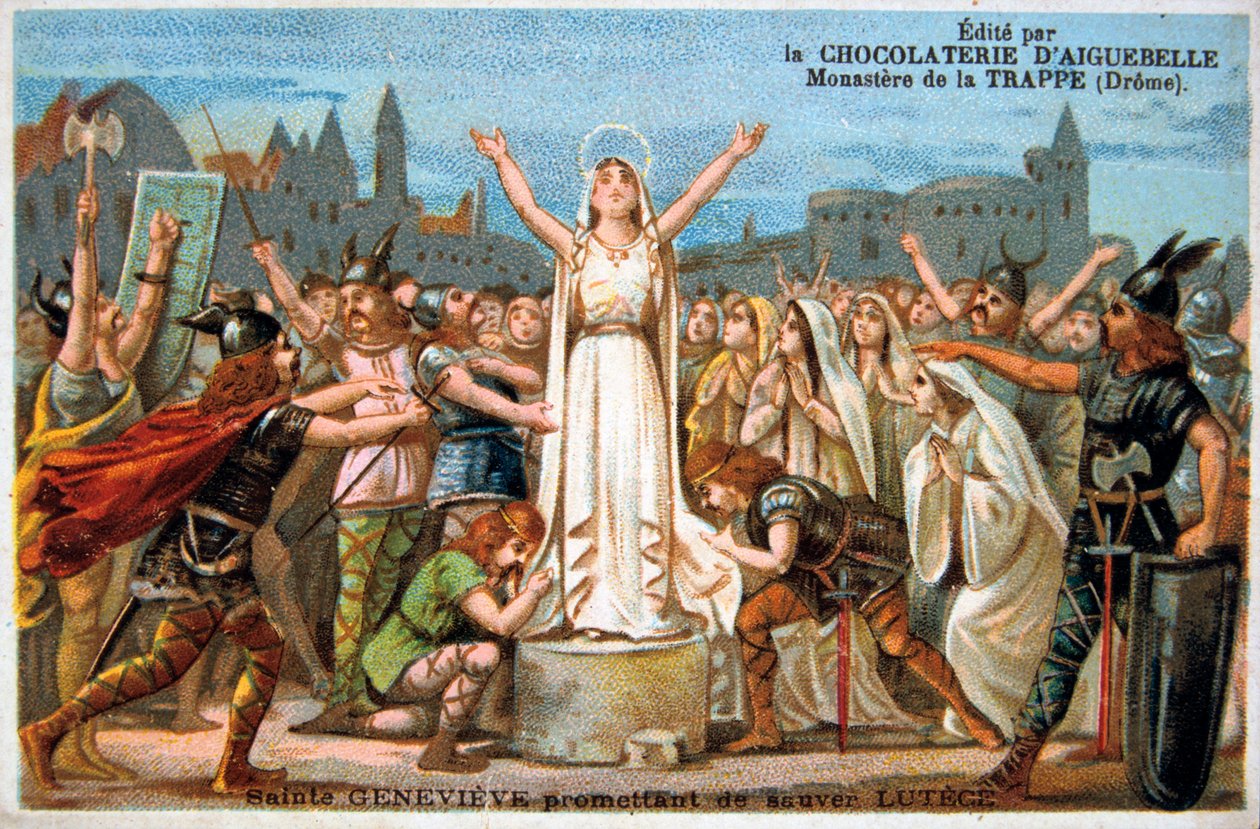 Saint Genevieve megígéri, hogy megmenti Lutece-t, a középkort. 19. század alkotó: Ferdinand Victor Eugene Delacroix