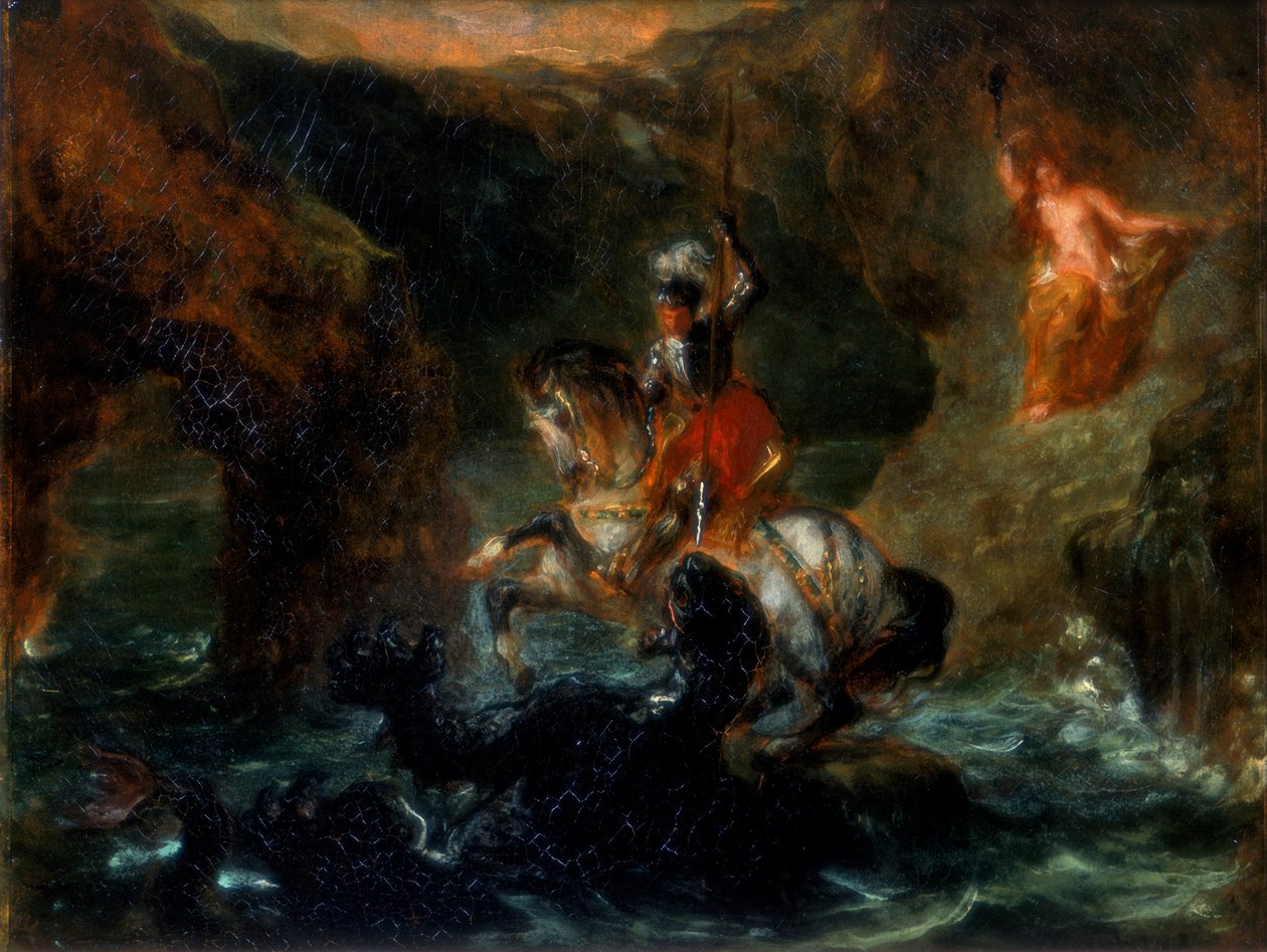 Szent György harc a sárkány ellen vagy Perseus, aki megszabadítja az Andromédát, 1847 alkotó: Ferdinand Victor Eugene Delacroix