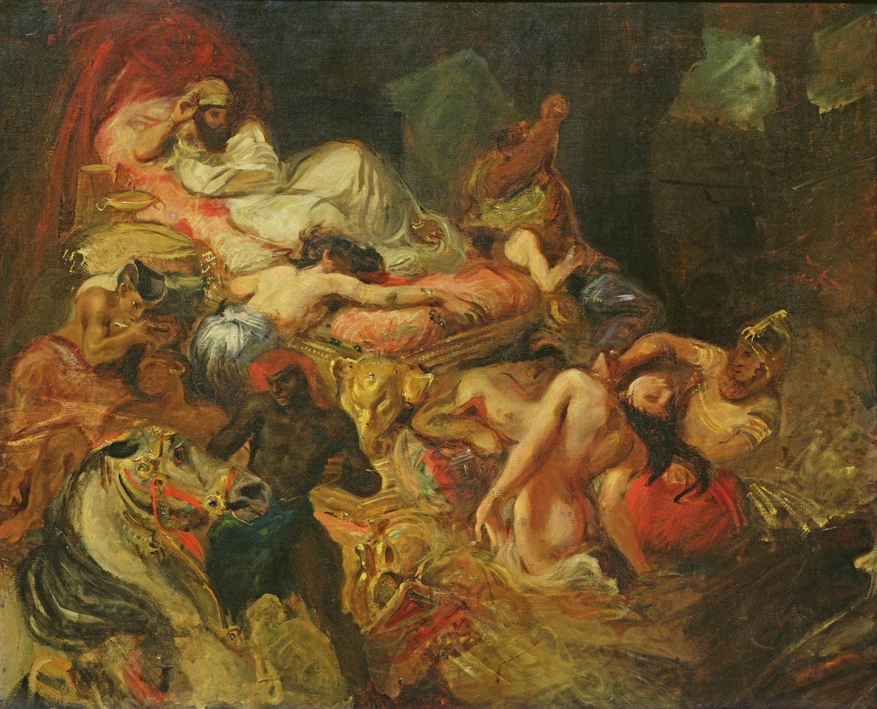 Tanulmány Sardanapalus halálához, 1827 előtt (olaj, vászon) alkotó: Ferdinand Victor Eugene Delacroix
