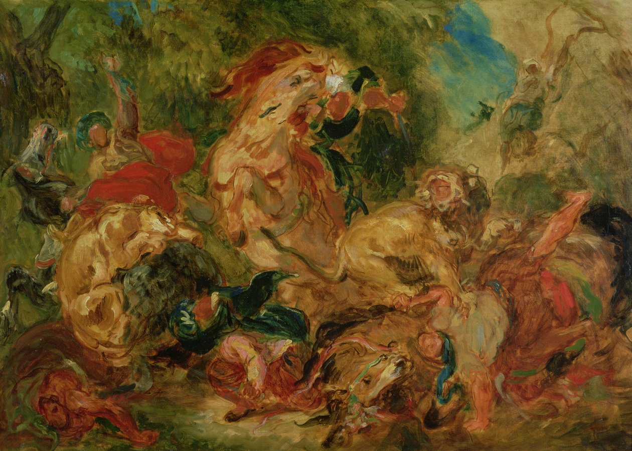 Tanulmány az Oroszlánvadászathoz, 1854 alkotó: Ferdinand Victor Eugene Delacroix