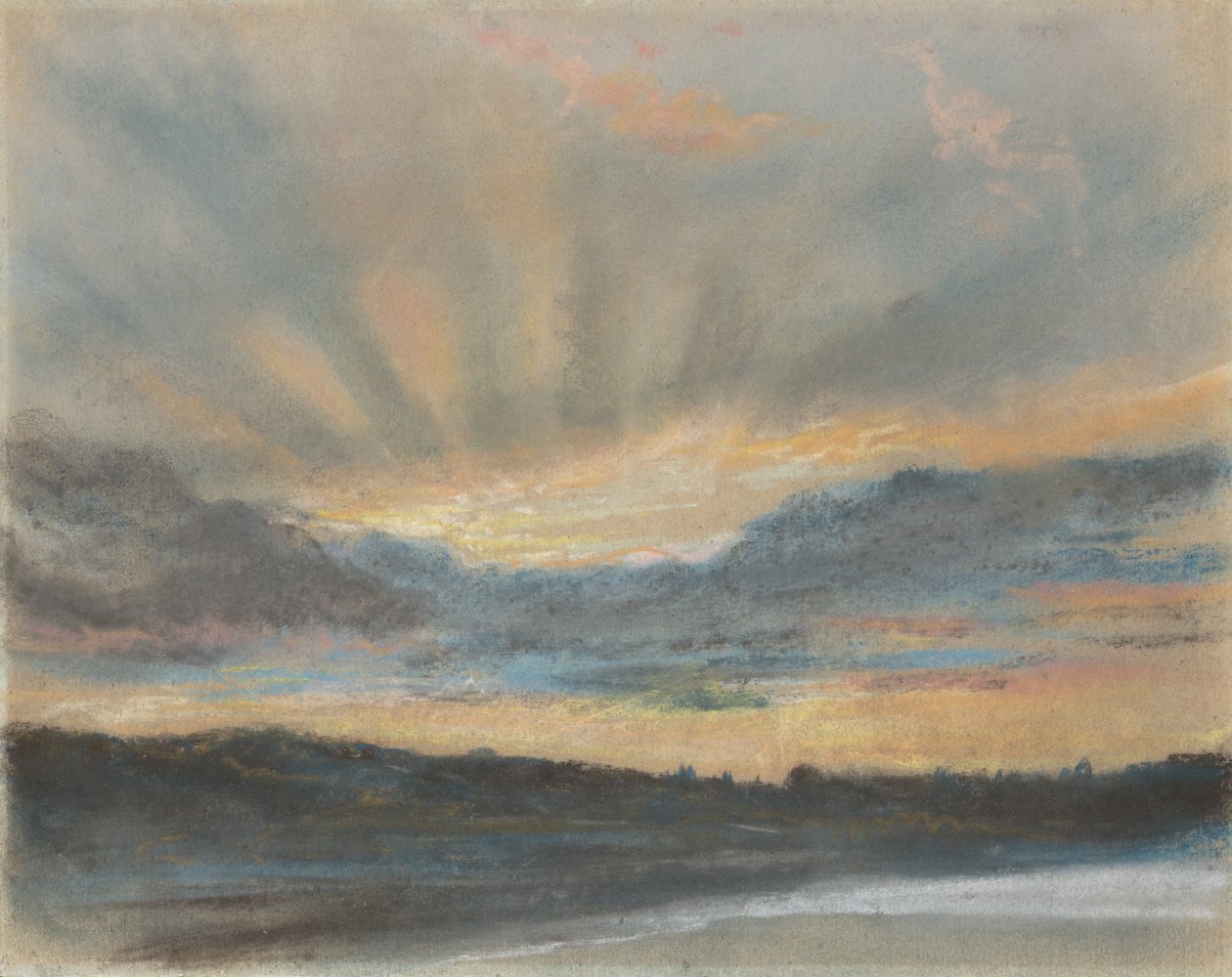 Naplemente, 1850 körül (pasztell, papírra szerelve) alkotó: Ferdinand Victor Eugene Delacroix