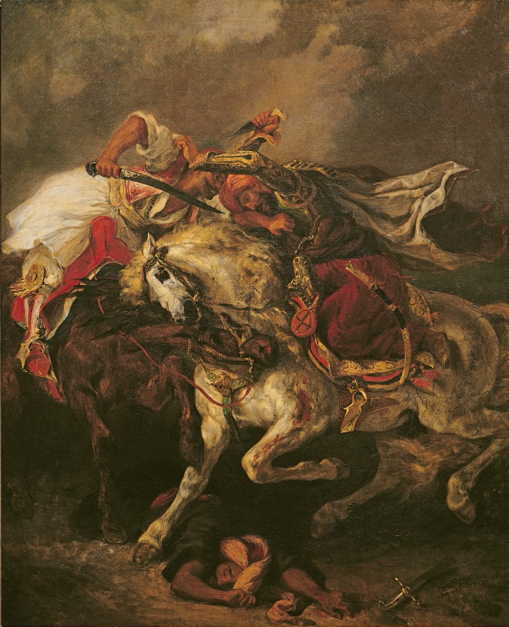 A Giaour és Hassan csata Byron „Le Giaour” című verse után, 1835 alkotó: Ferdinand Victor Eugene Delacroix