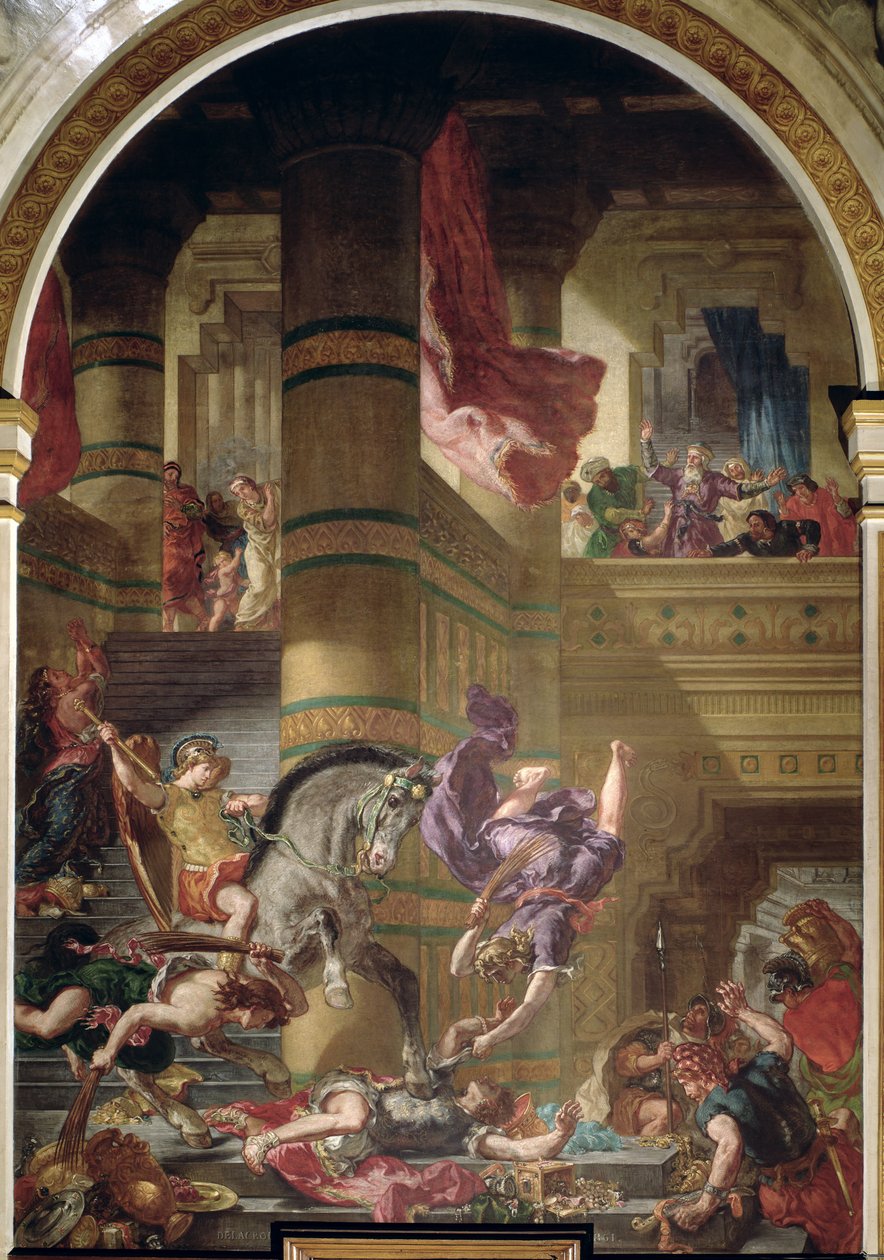 Heliodorus kiűzése a templomból, 1853-63 (olaj és viasz a gipszön) alkotó: Ferdinand Victor Eugene Delacroix