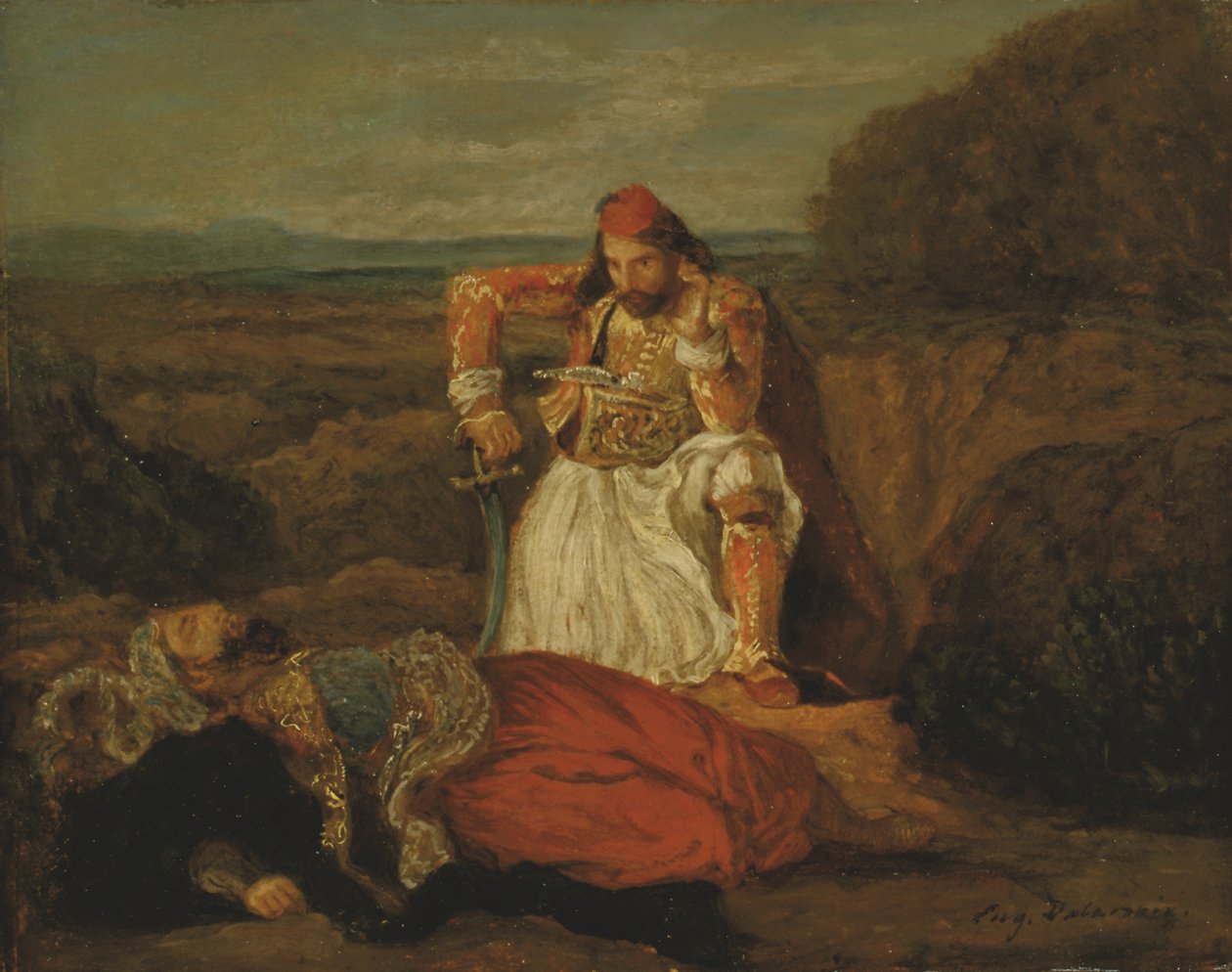 A Giaour a halott Hassanról elmélkedik, 1829 körül (olaj, vászon) alkotó: Ferdinand Victor Eugene Delacroix