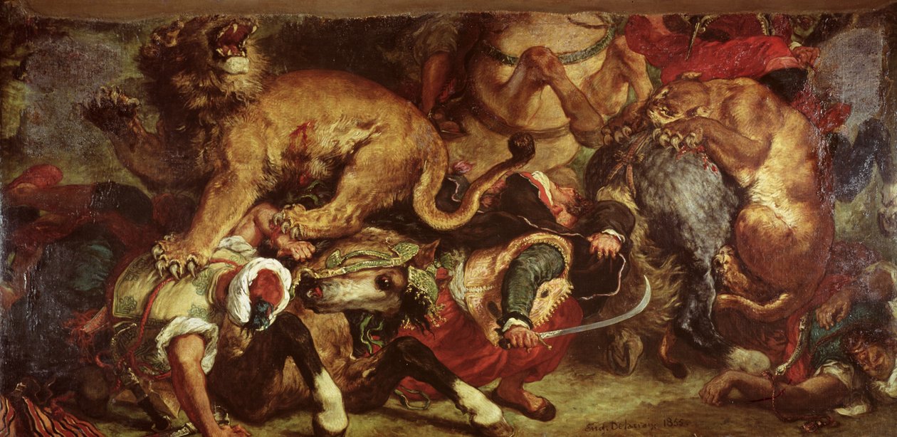 Oroszlánvadászat, 1855 alkotó: Ferdinand Victor Eugene Delacroix