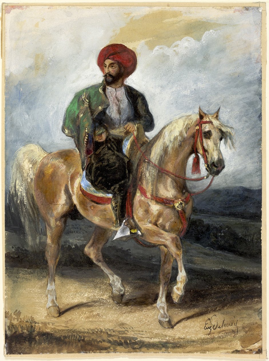 A török lovas, 1834 körül (gouache és akvarell, papír) alkotó: Ferdinand Victor Eugene Delacroix