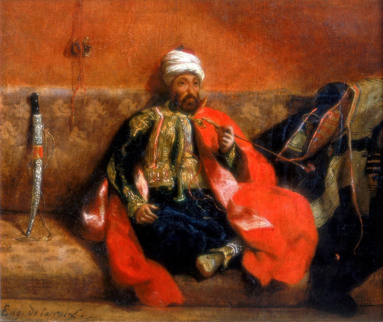 Díványon dohányzó török 19. század alkotó: Ferdinand Victor Eugene Delacroix