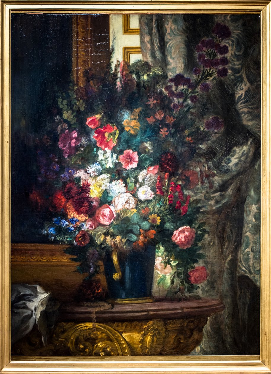 Virágváza egy konzolon alkotó: Ferdinand Victor Eugene Delacroix