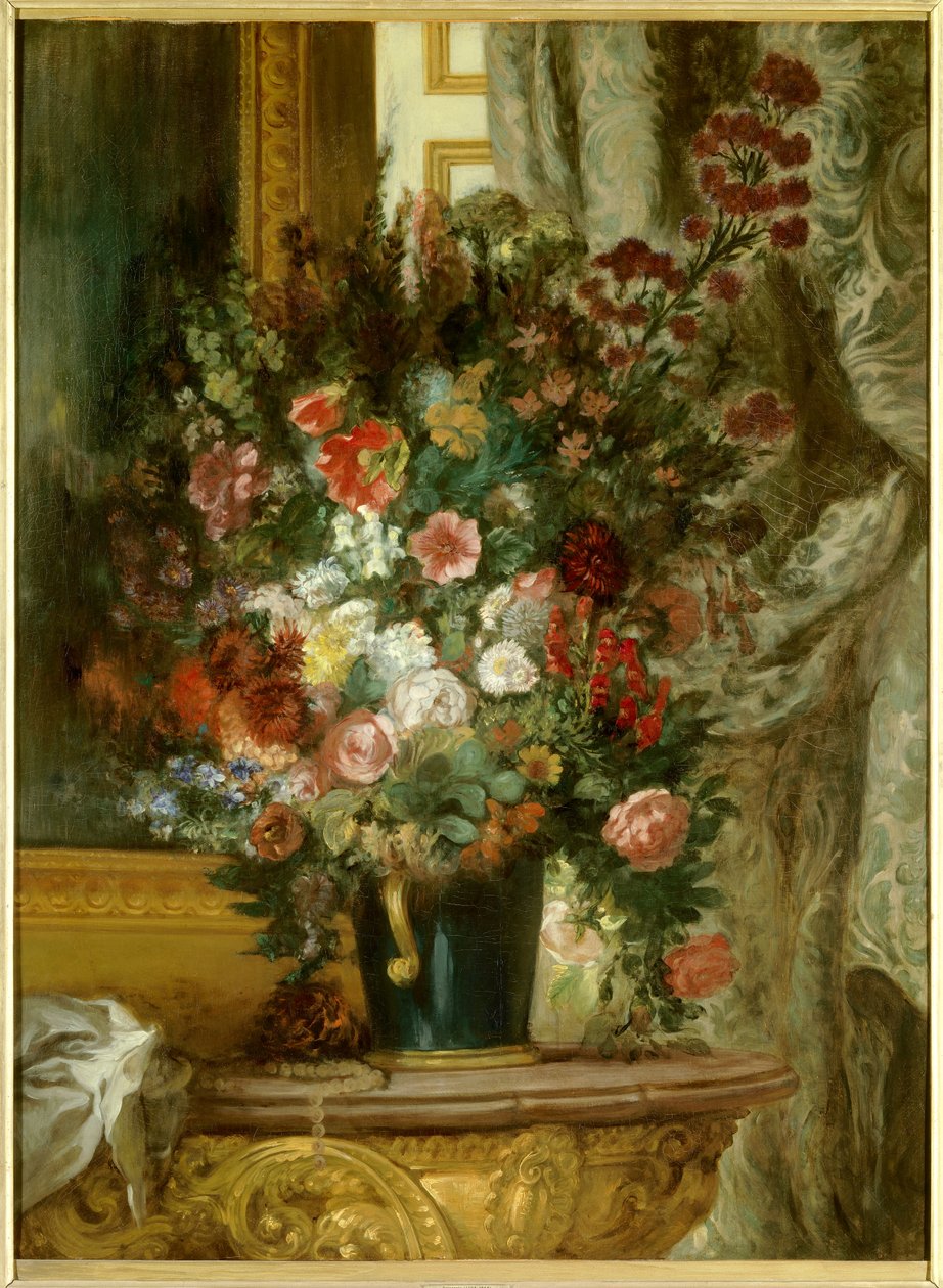 Váza virágokkal a konzolon Eugene Delacroix festménye (1798-1863) 1850 Méret: 1,35 x 1,02 m Montauban, Musee Ingres alkotó: Ferdinand Victor Eugene Delacroix