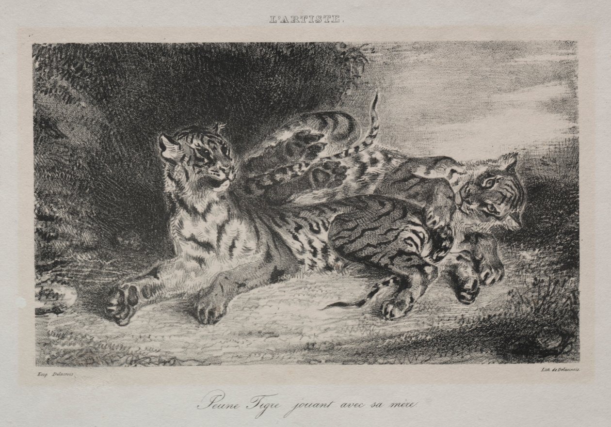 Fiatal tigris játszik az anyjával, 1831. alkotó: Ferdinand Victor Eugene Delacroix