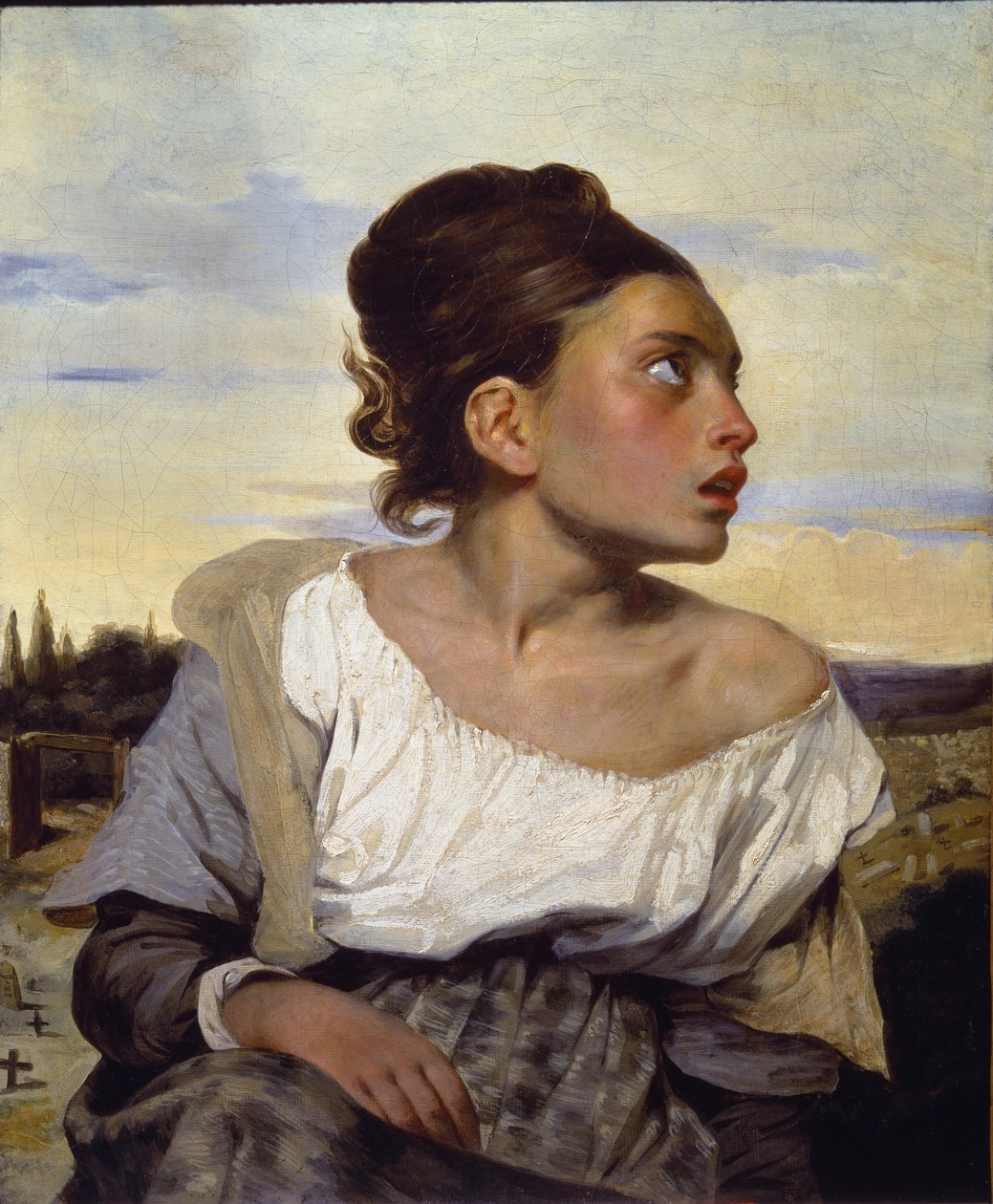 Fiatal árva a temetőben - olaj, vászon alkotó: Ferdinand Victor Eugene Delacroix