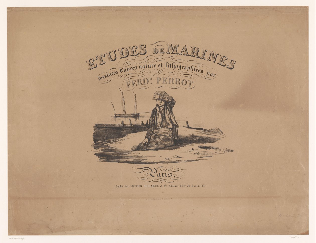 Borító a hajók tanulmányainak nyomataihoz Hajótanulmányok (sorozat címe) Etudes de Marines, Designs d