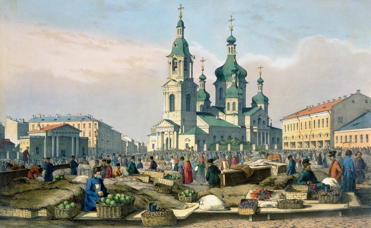 A Széna tér Szentpéterváron, 1840 körül alkotó: Ferdinand Victor Perrot